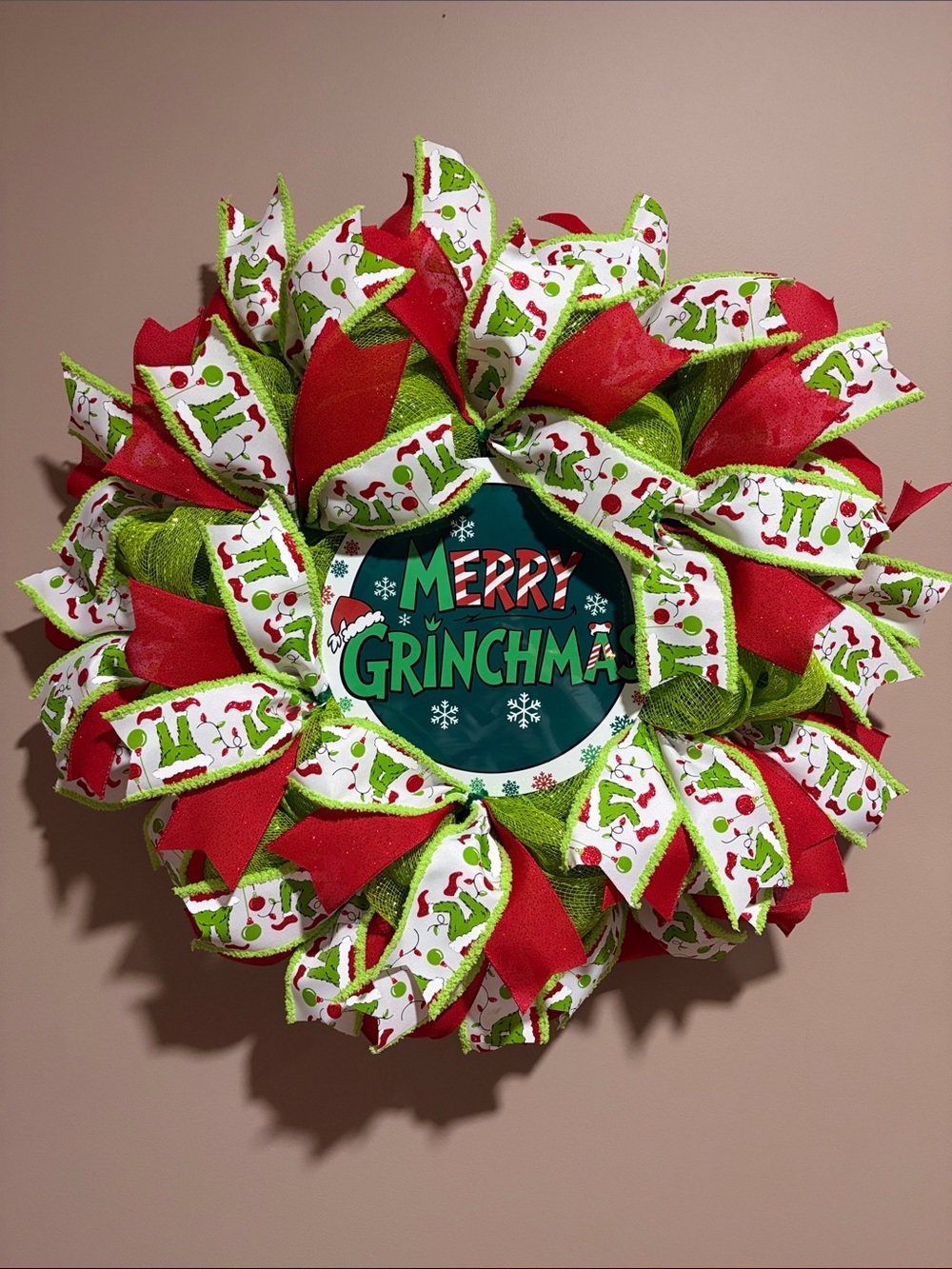 Merry Grinchman Red & Green Holiday Wreath by
